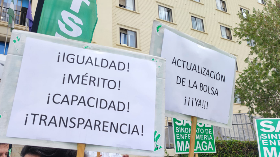 cartel de protesta por la bolsa empleo sas